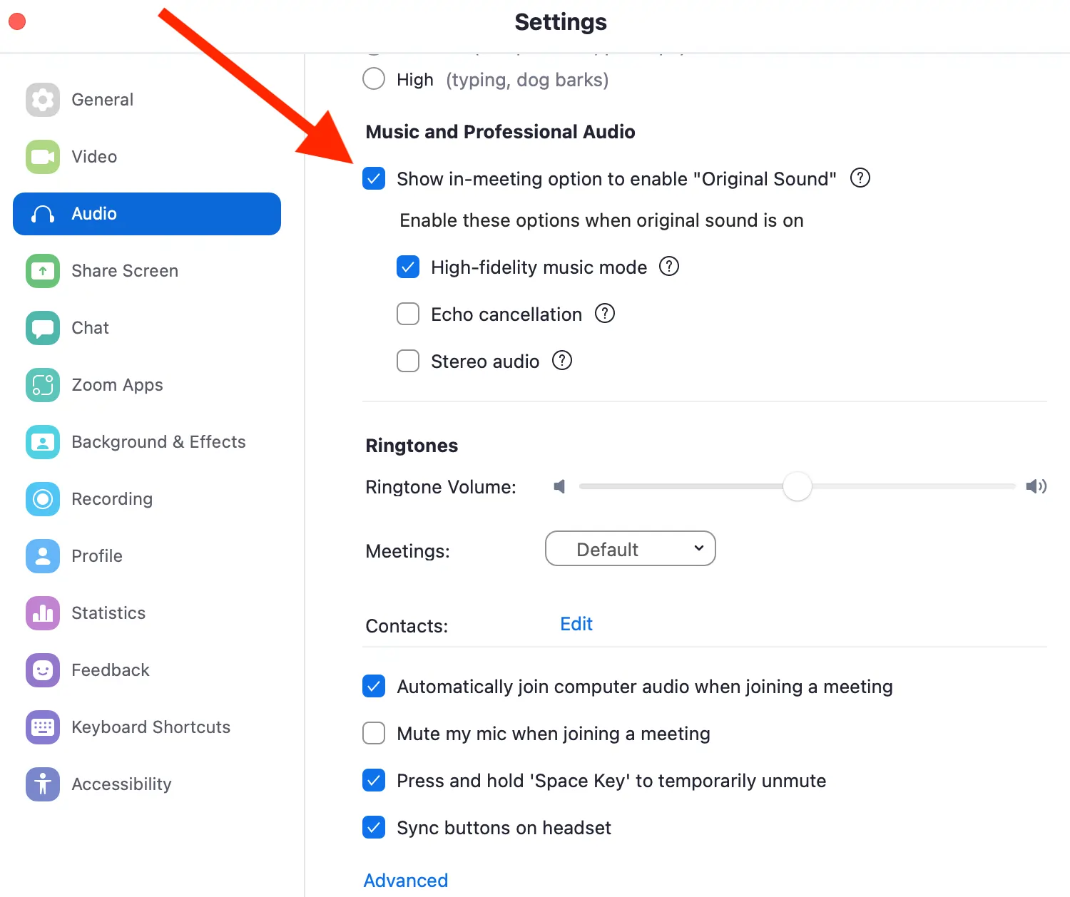 Recording original audio to improve Zoom audio quality