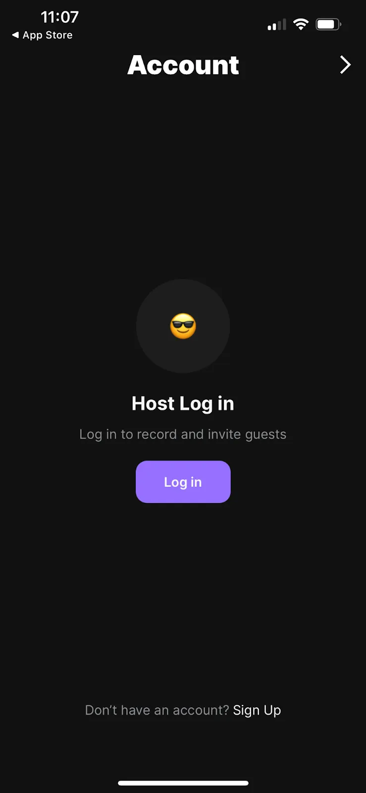 Loging into the Riverside mobile app to record a podcast on your phone
