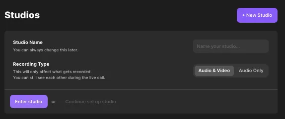 Creating a studio to record a professional video on Riverside