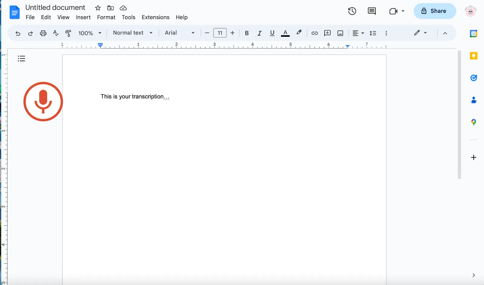 transcribing on google with voice typing