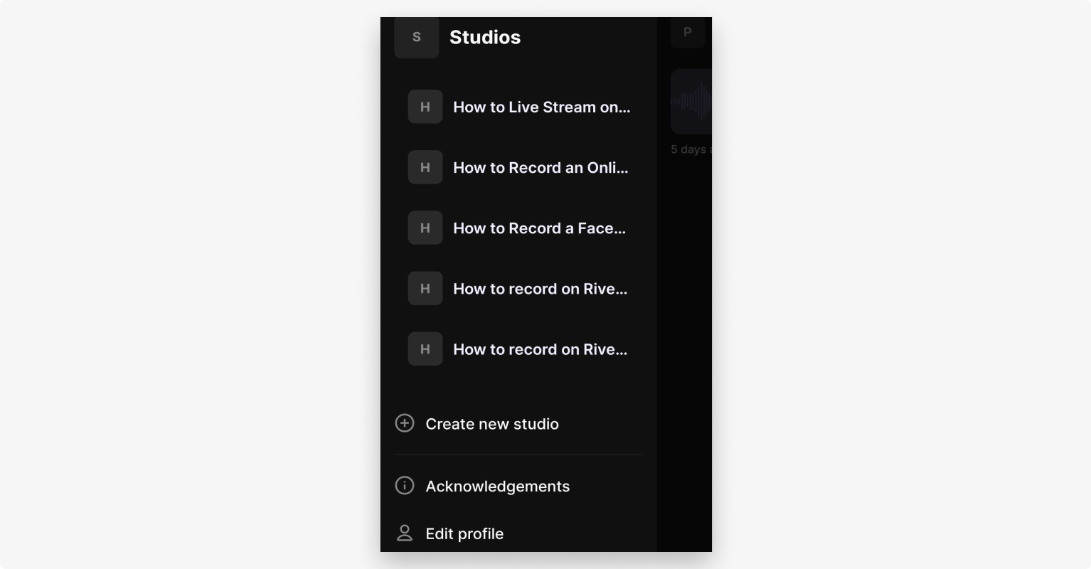 Creating a new studio to turn your phone into a webcam