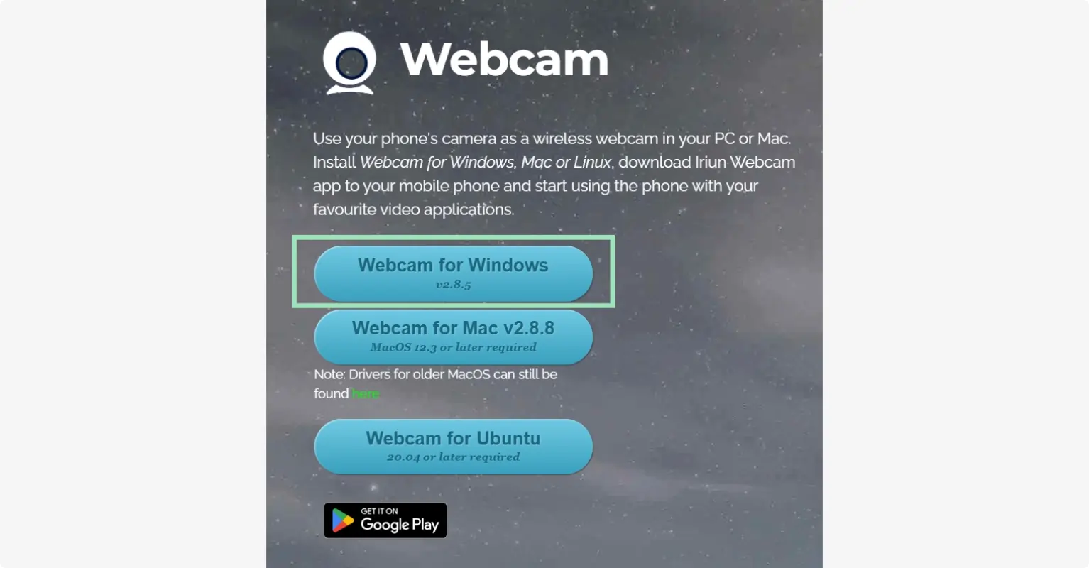 Using Iriun to turn your iPhone into a webcam