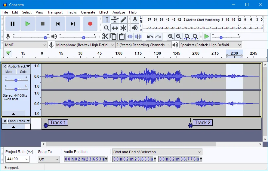 Audacity free audio recording software