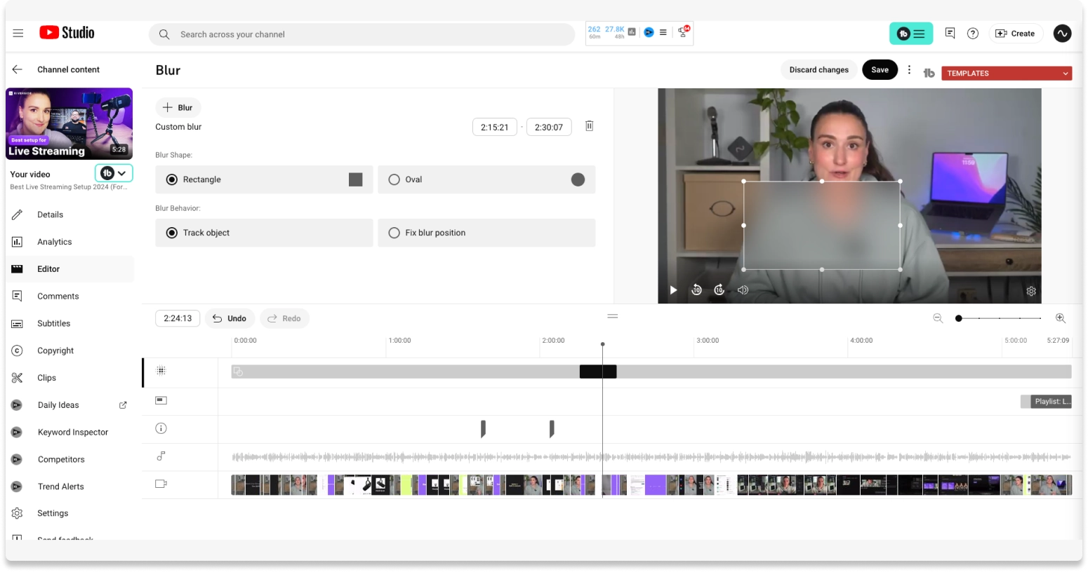 How to add custom blur to a YouTube video