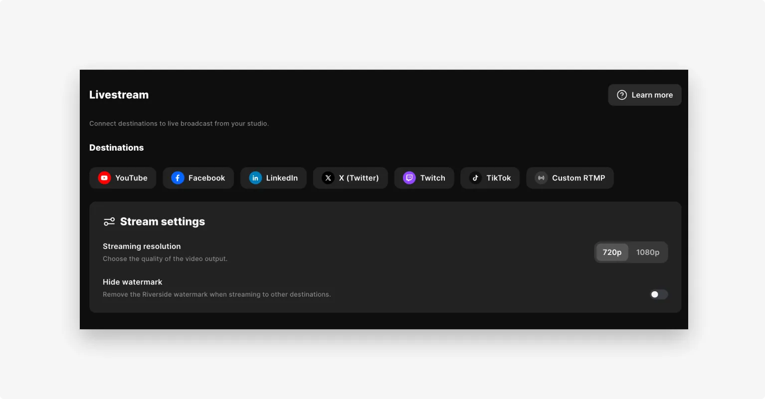 How to set up a live stream on Riverside