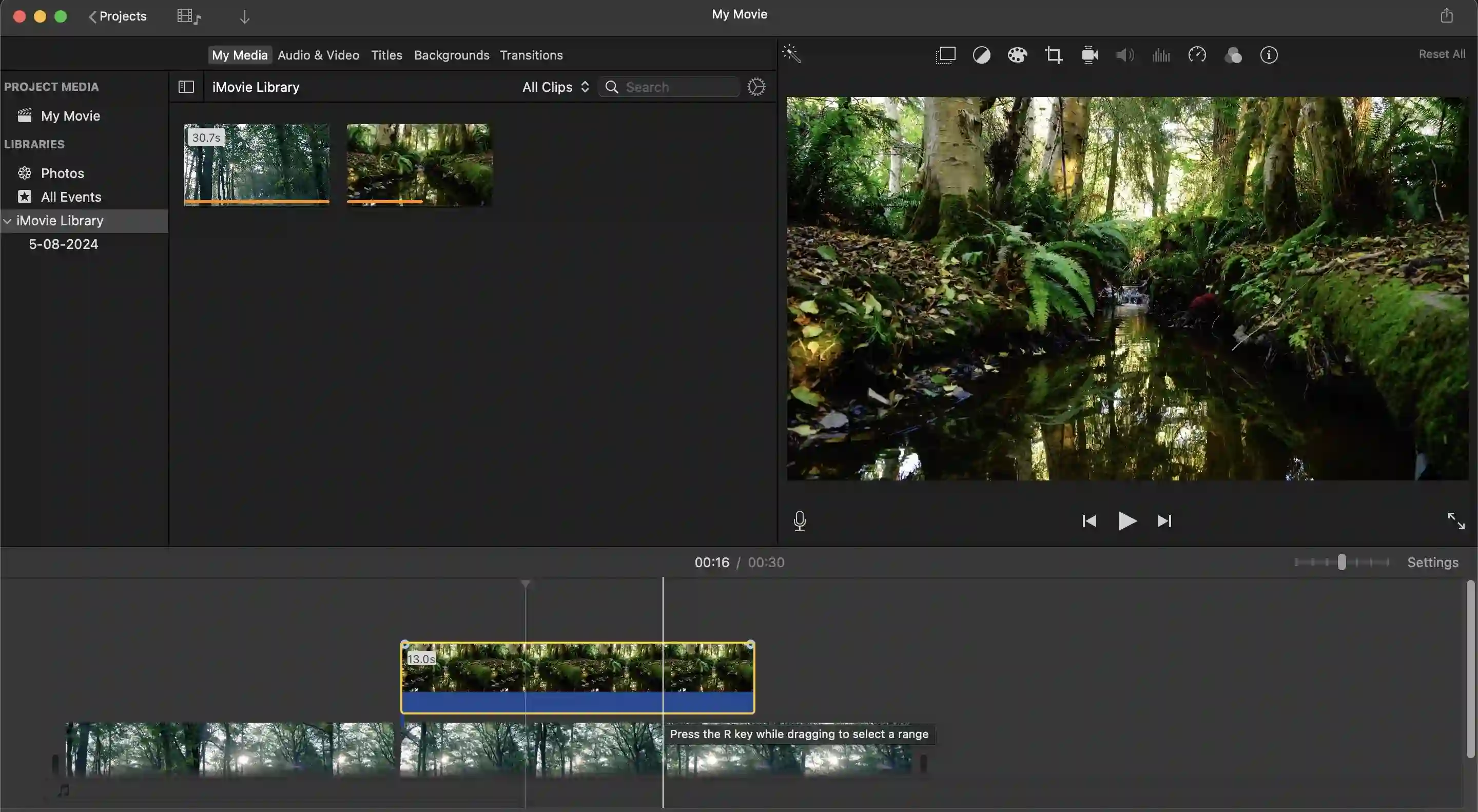 Adding b-roll when editing a video on Mac with iMovie