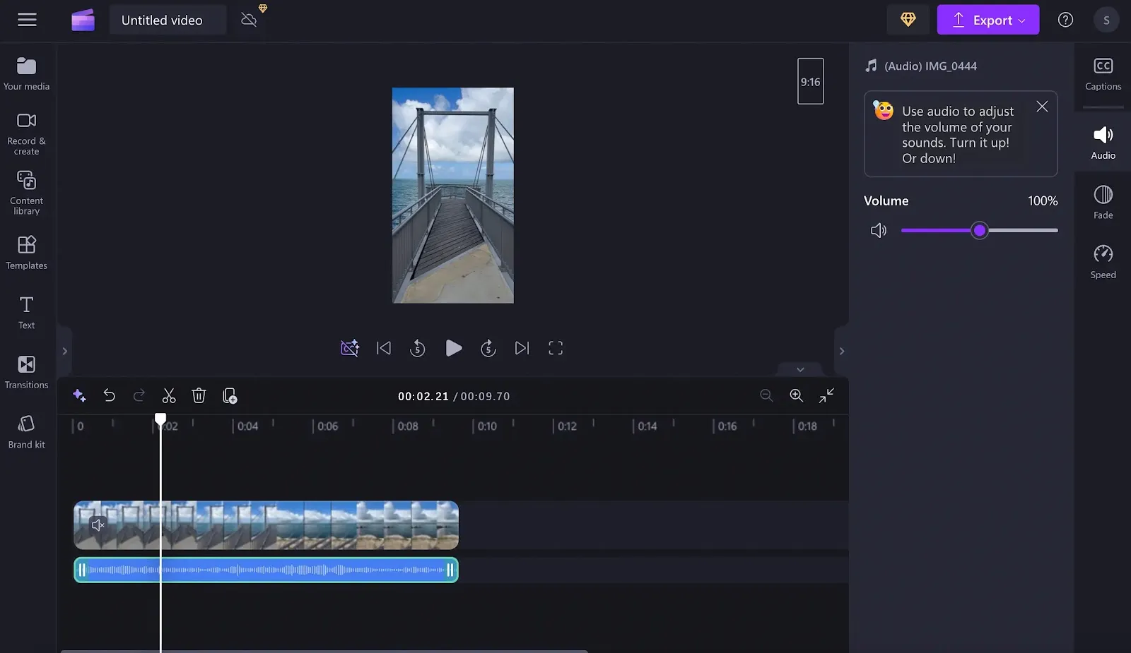 Editing video audio on Windows with Clipchamp
