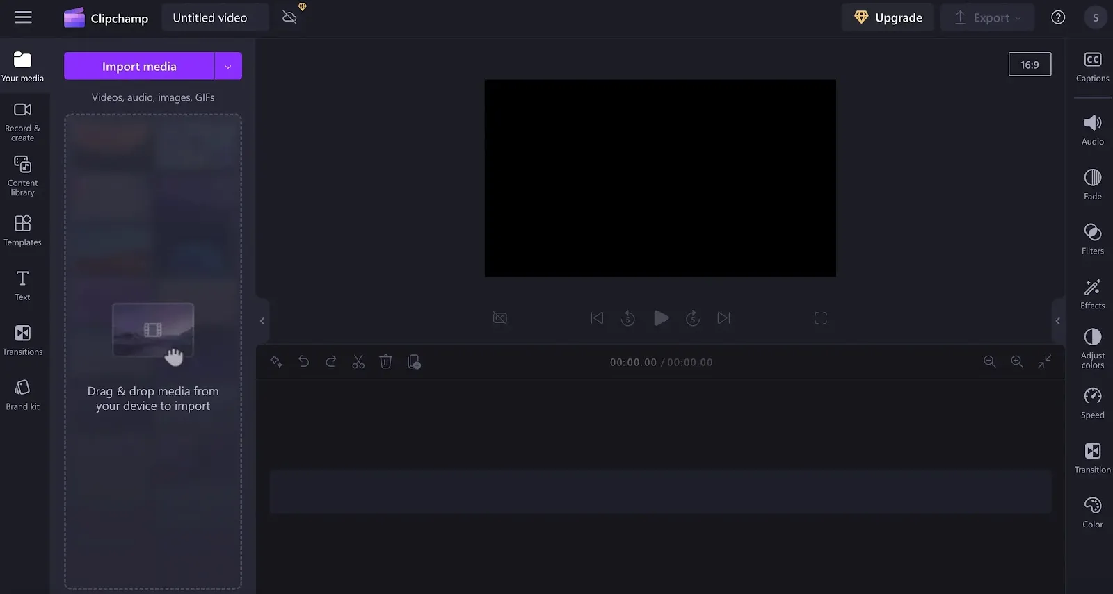 Importing a video into Clipchamp on Windows