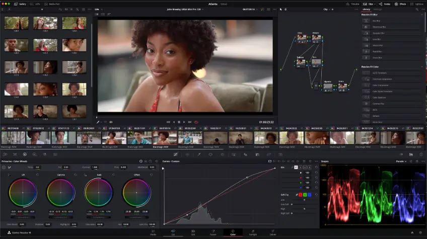 DaVinci Resolve video editor for cutting parts of a video