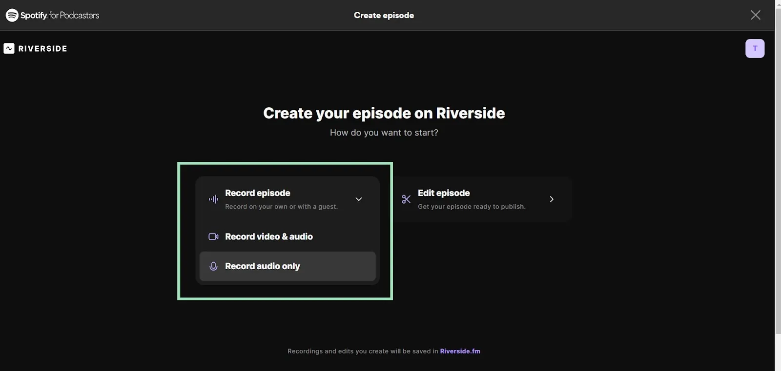 Creating a podcast on Spotify through Riverside