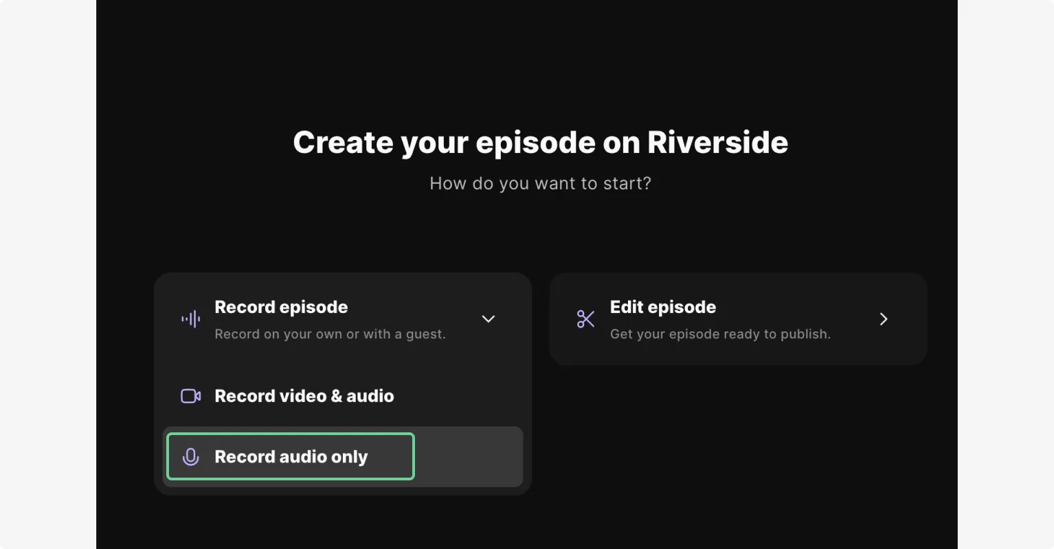 Recording an audio only podcast for Spotify on Riverside