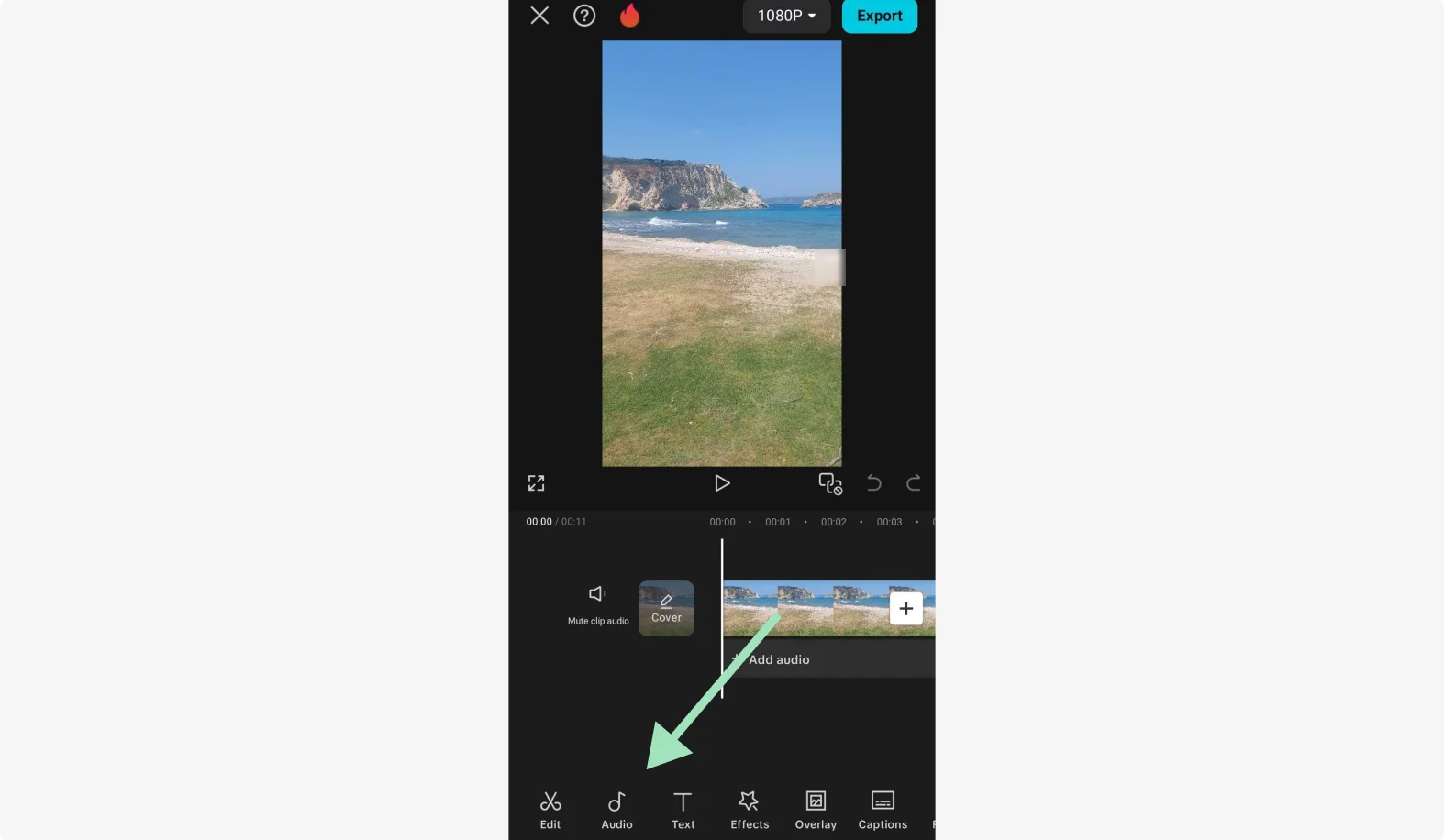 Adding an audio track to a tiktok video on CapCut