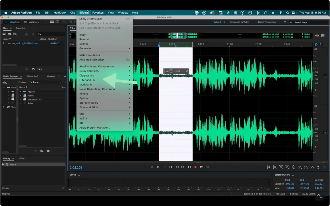 Editing podcast EQ on Audition