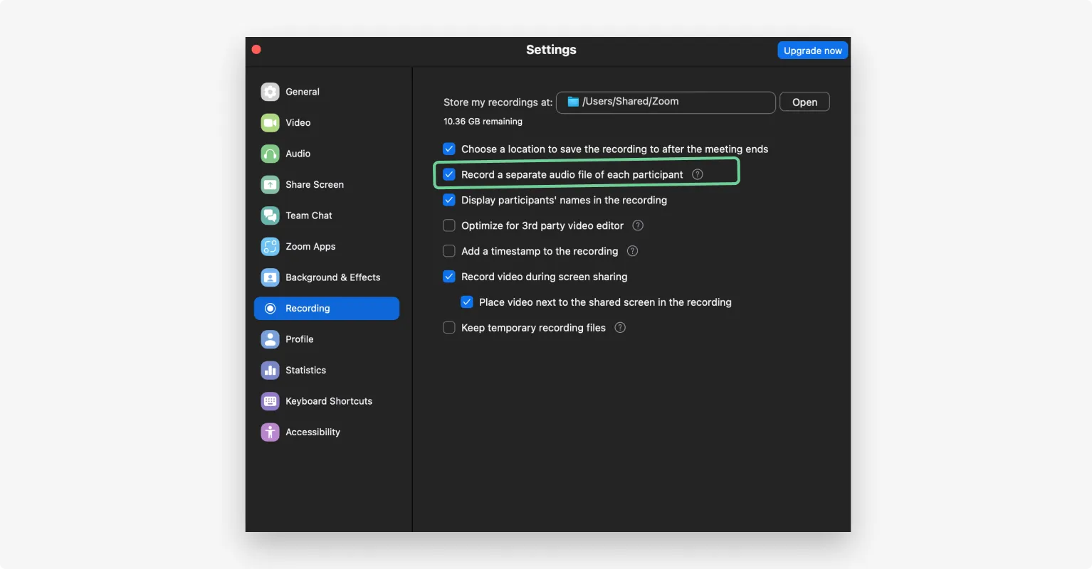 How to record separate audio tracks for a podcast on Zoom