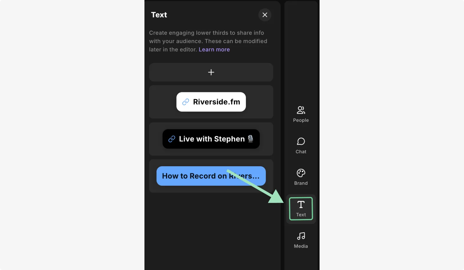 Adding text to an X live stream through Riverside
