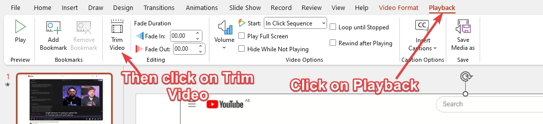 How to trim a screen recording on PowerPoint