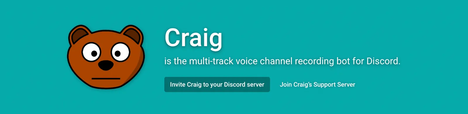 Invite button to add Craig to Discord for audio recording