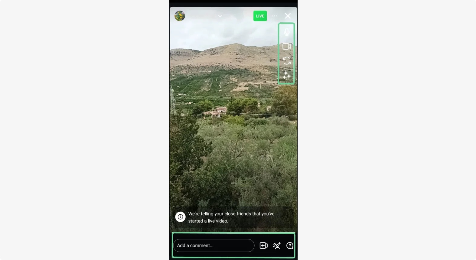 Instagram live screen