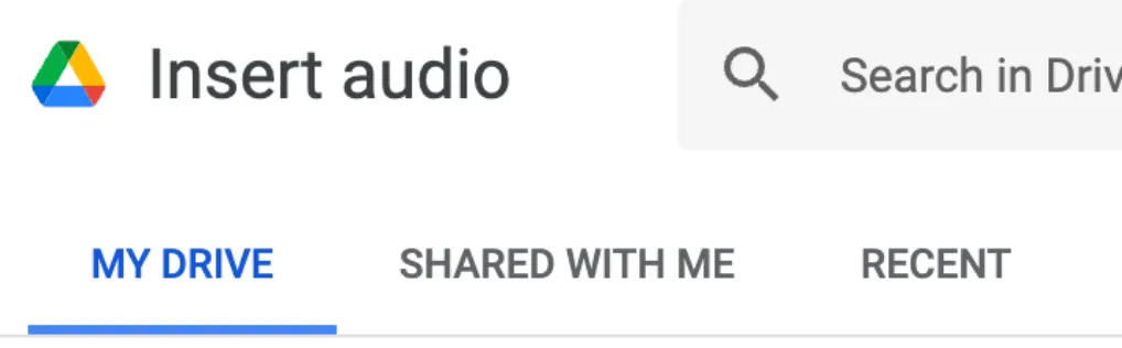 Selecting what audio to add to a Google slide presentation