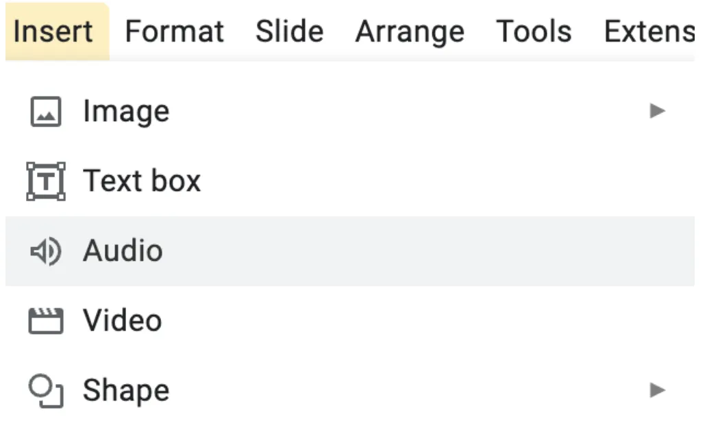Adding audio to Google Slides