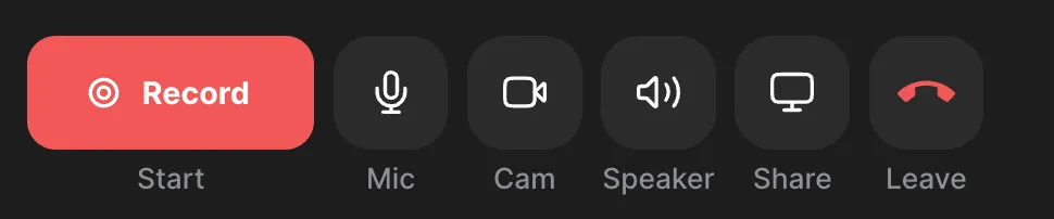 Screen sharing button for recording presentations