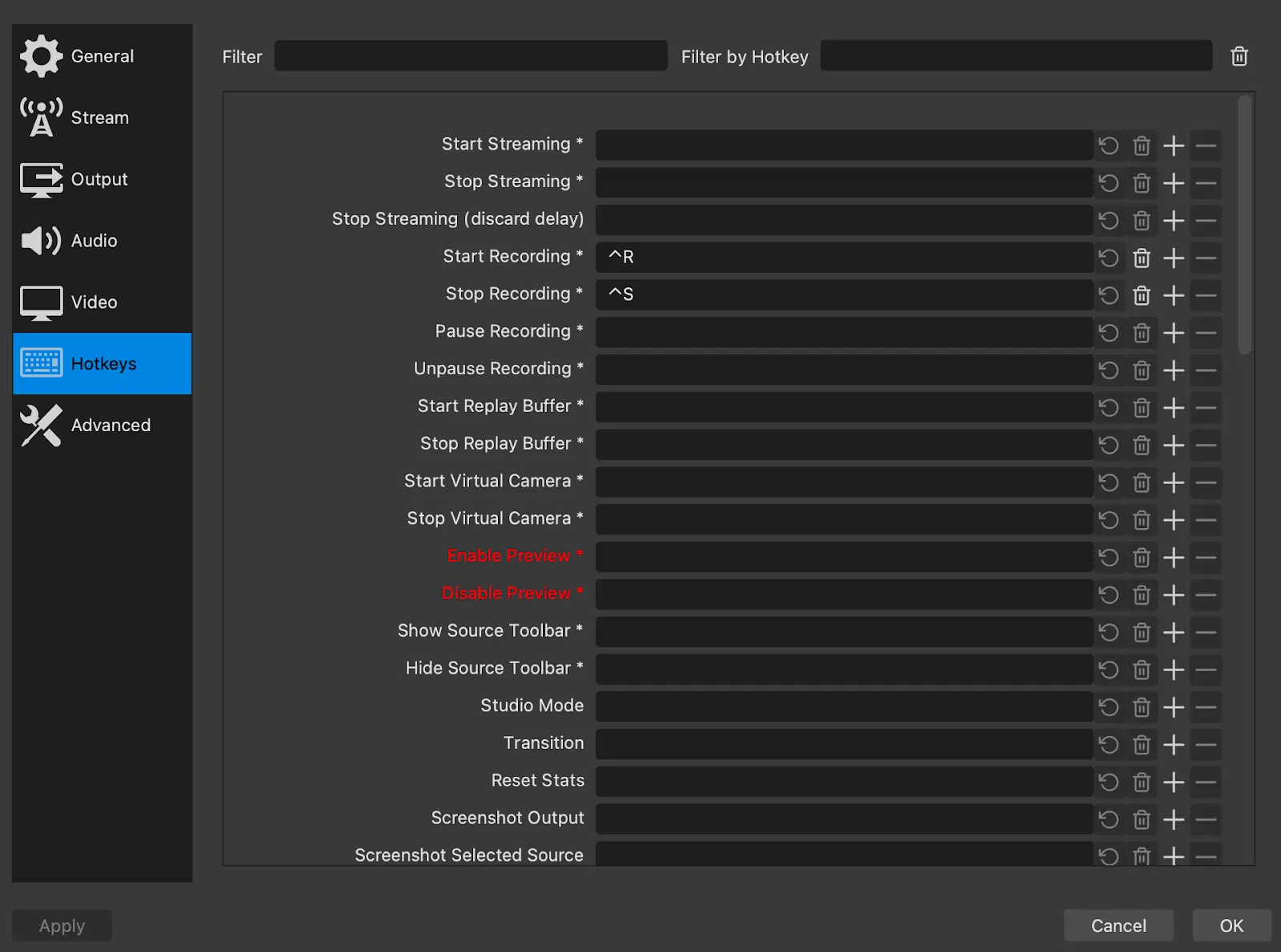 Hotkeys on OBS