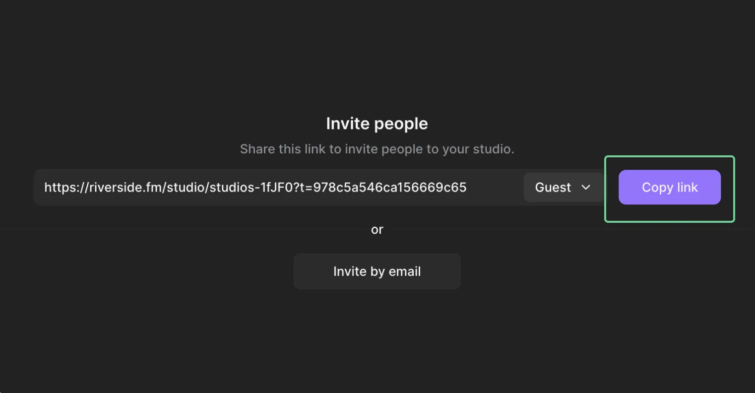 invite people to riverside studio