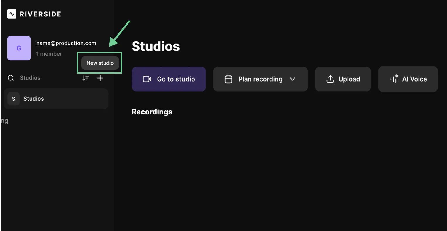 add a new riverside studio