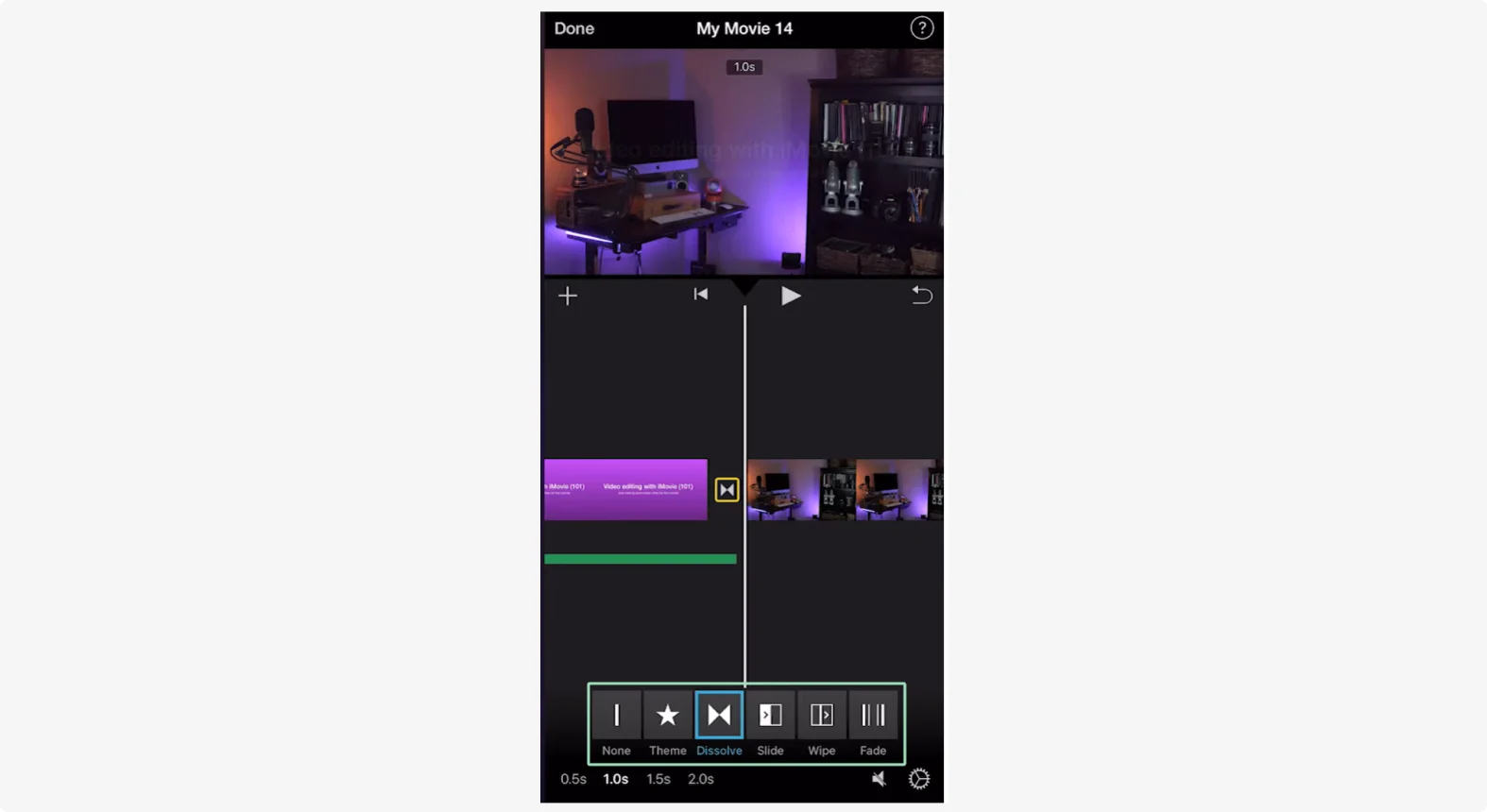 Adding music to a video on iphone in the timeline on imovie