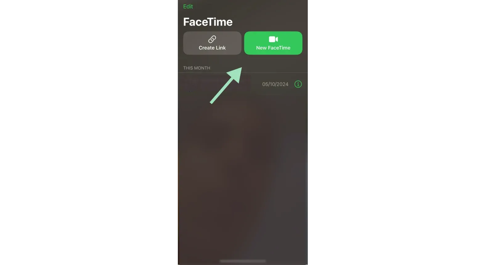Starting a FaceTime call to record on iPhone