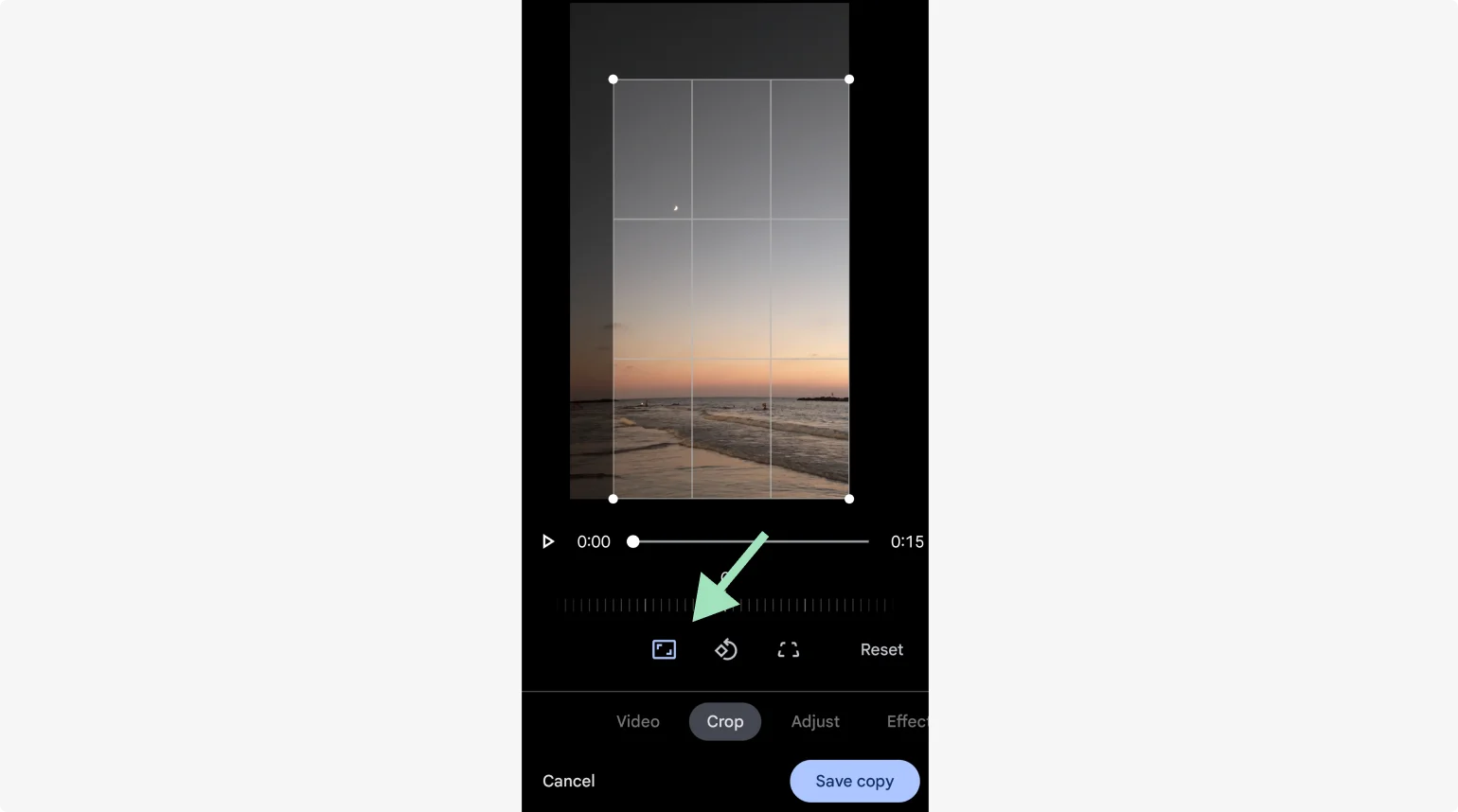 Choosing an aspect ratio on Google Photos