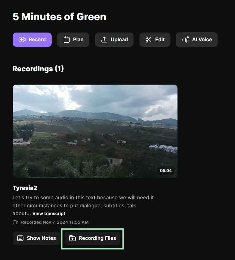 see all recorded files in riverside