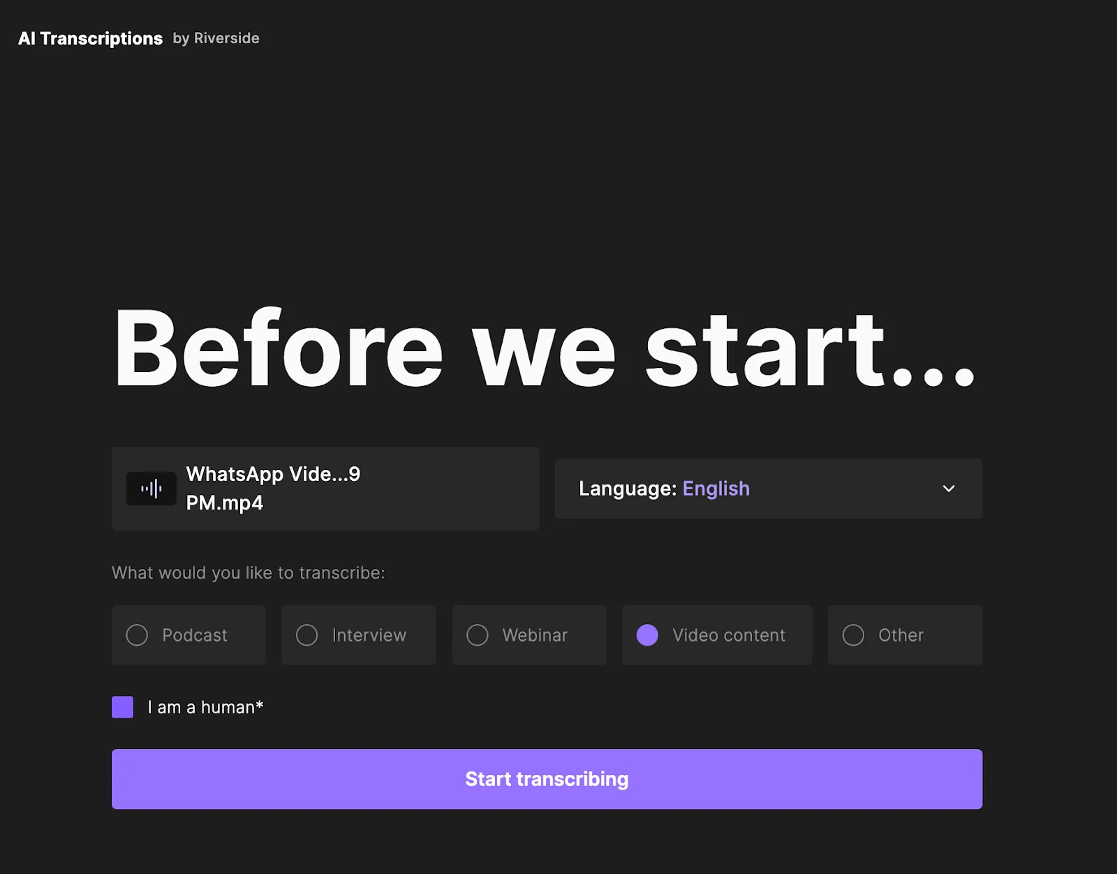 transcribe videos automatically with riverside 