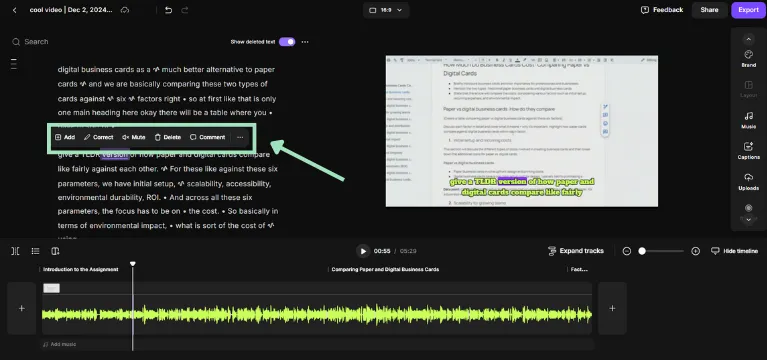 remove filler works from videos on riverside