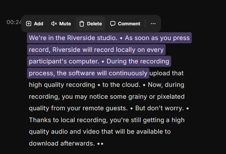 text-based-editing in riverside
