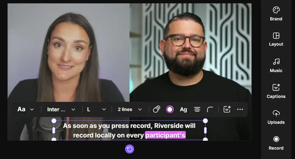 edit and adjust captions in riverside 