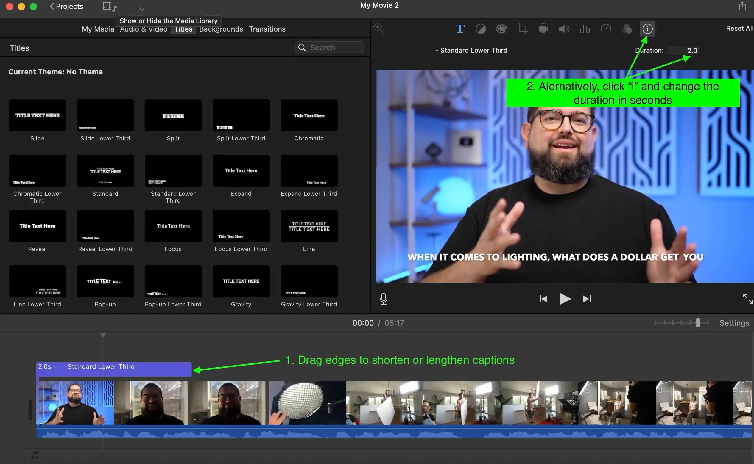 sync titles in imovie