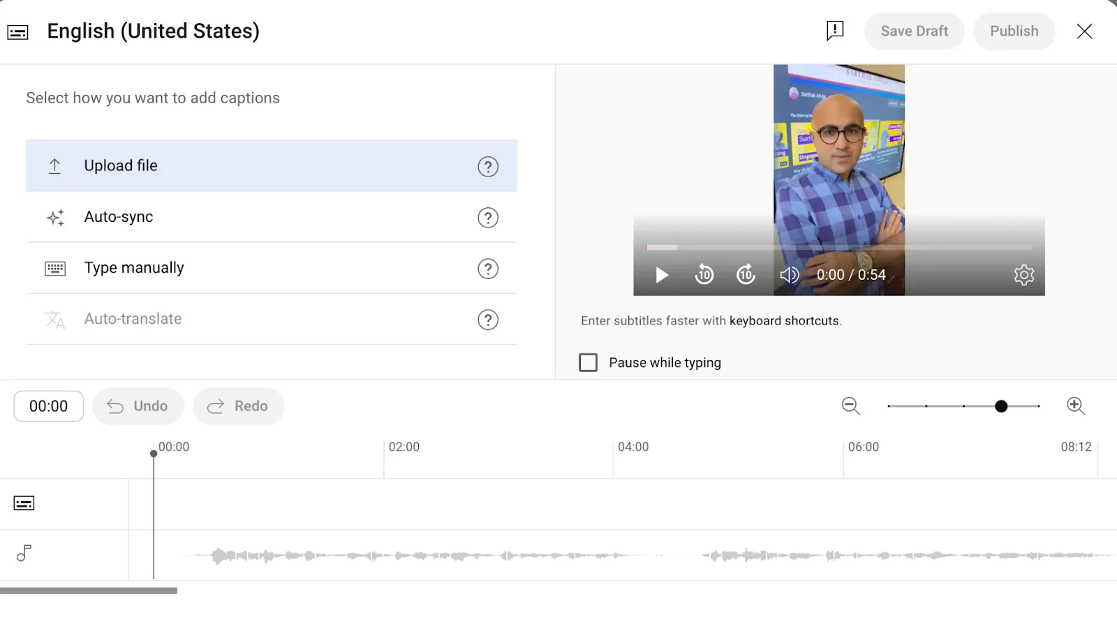upload captions to youtube video 