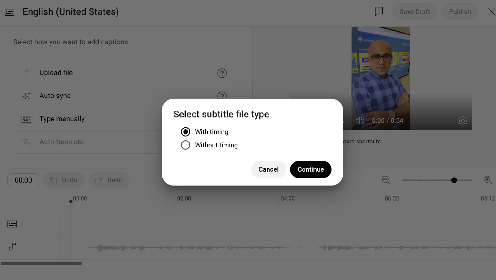sync subtitles in youtube with or without timing