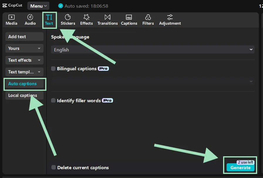 customize captions in capcut
