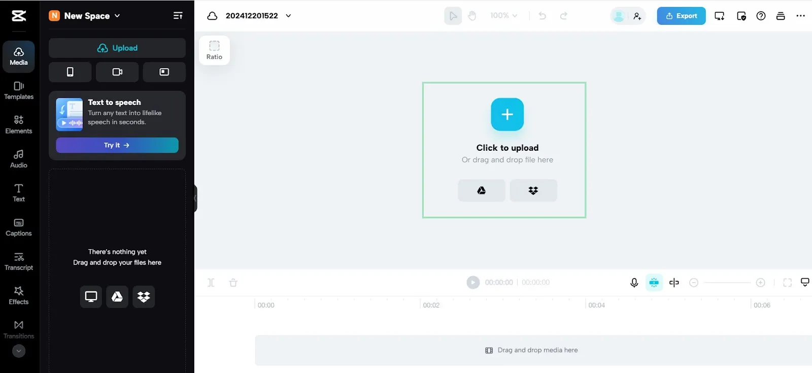 capcut browser interface