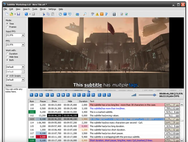 Subtitle Workshop software