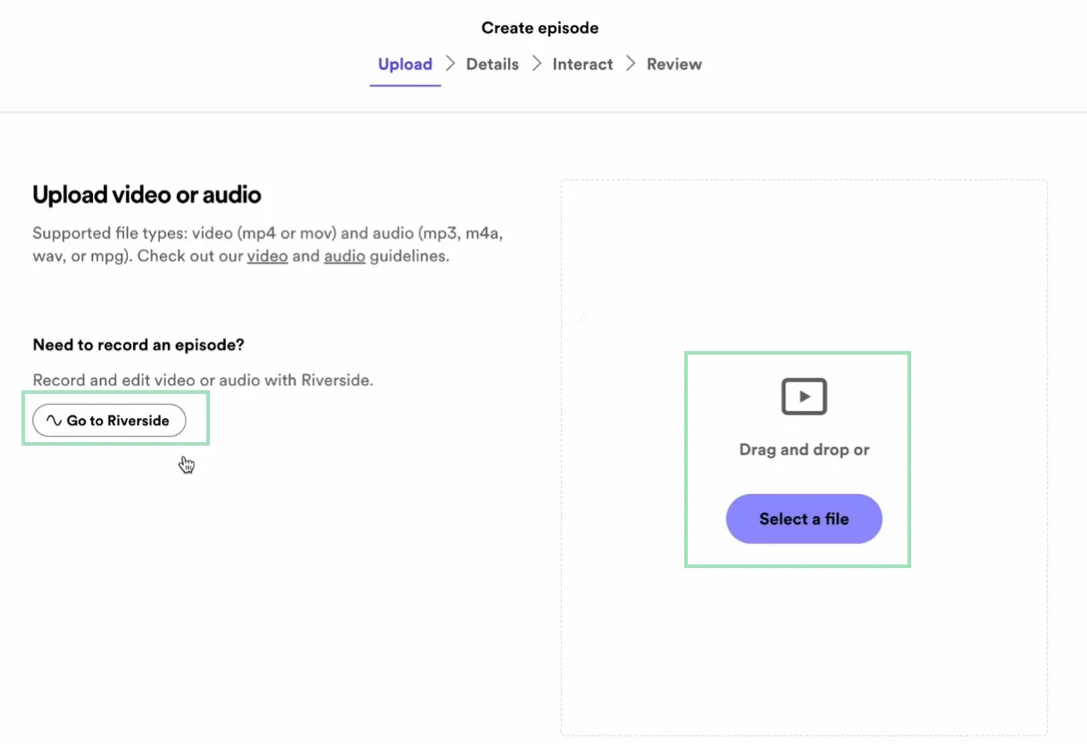 go to riverside to record from spotify for podcasters 