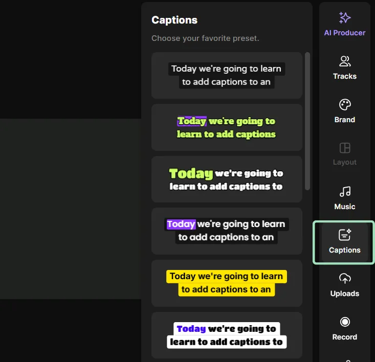 add captions to a video in riverside 