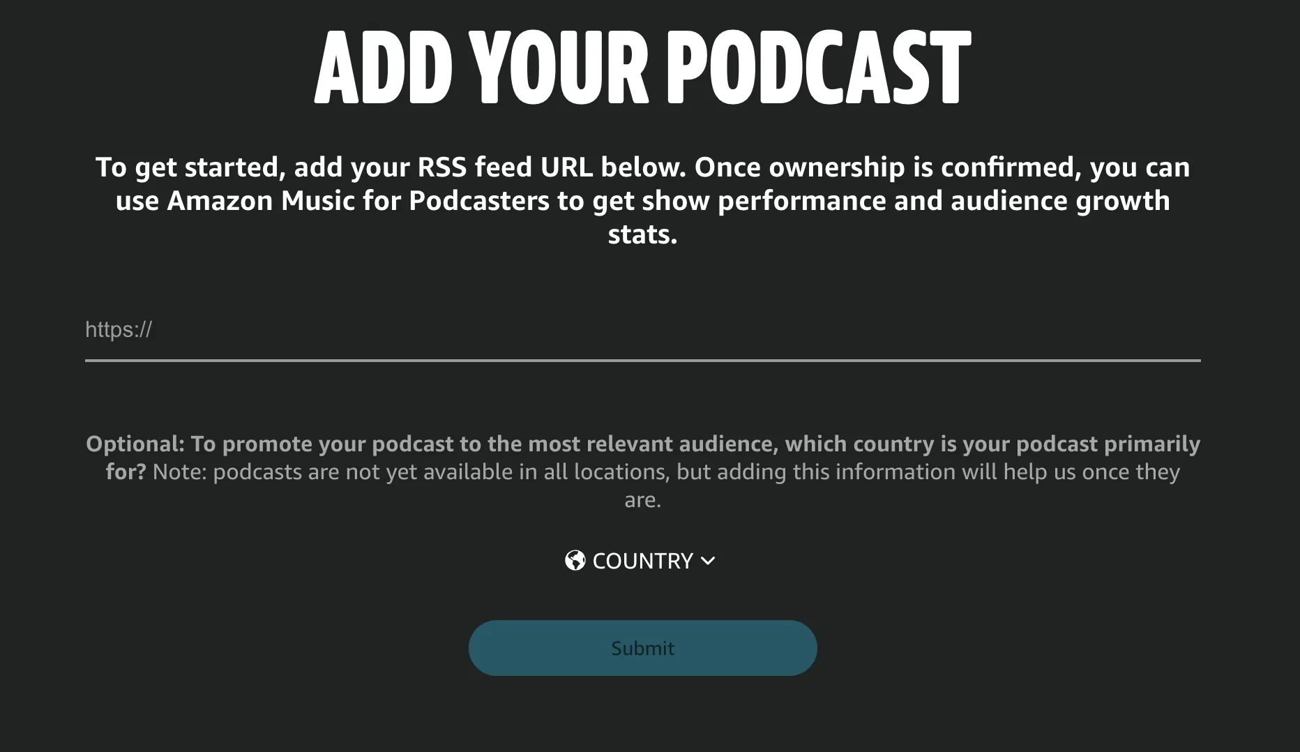 Publishing a podcast to Amazon Music