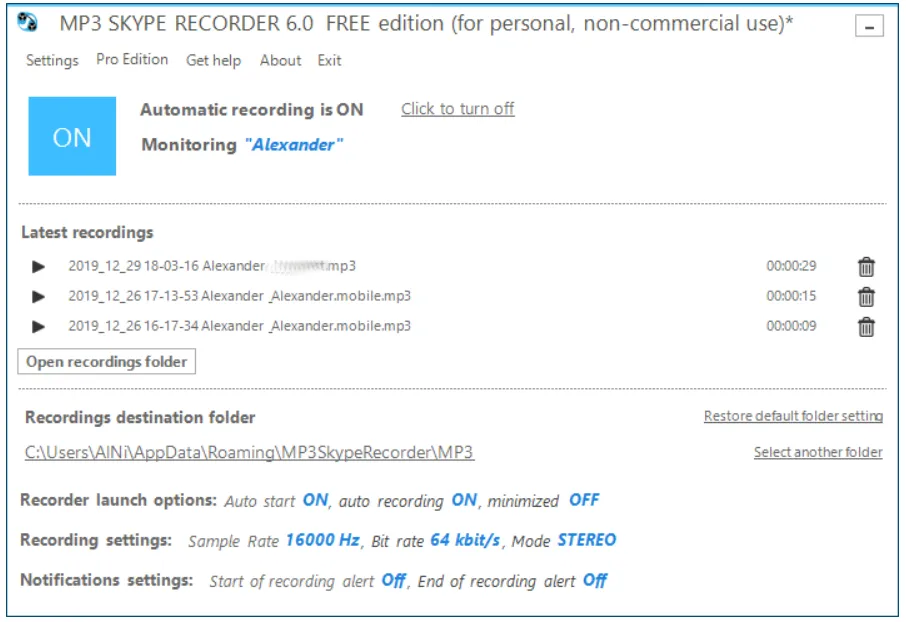 MP3 Skype Recorder