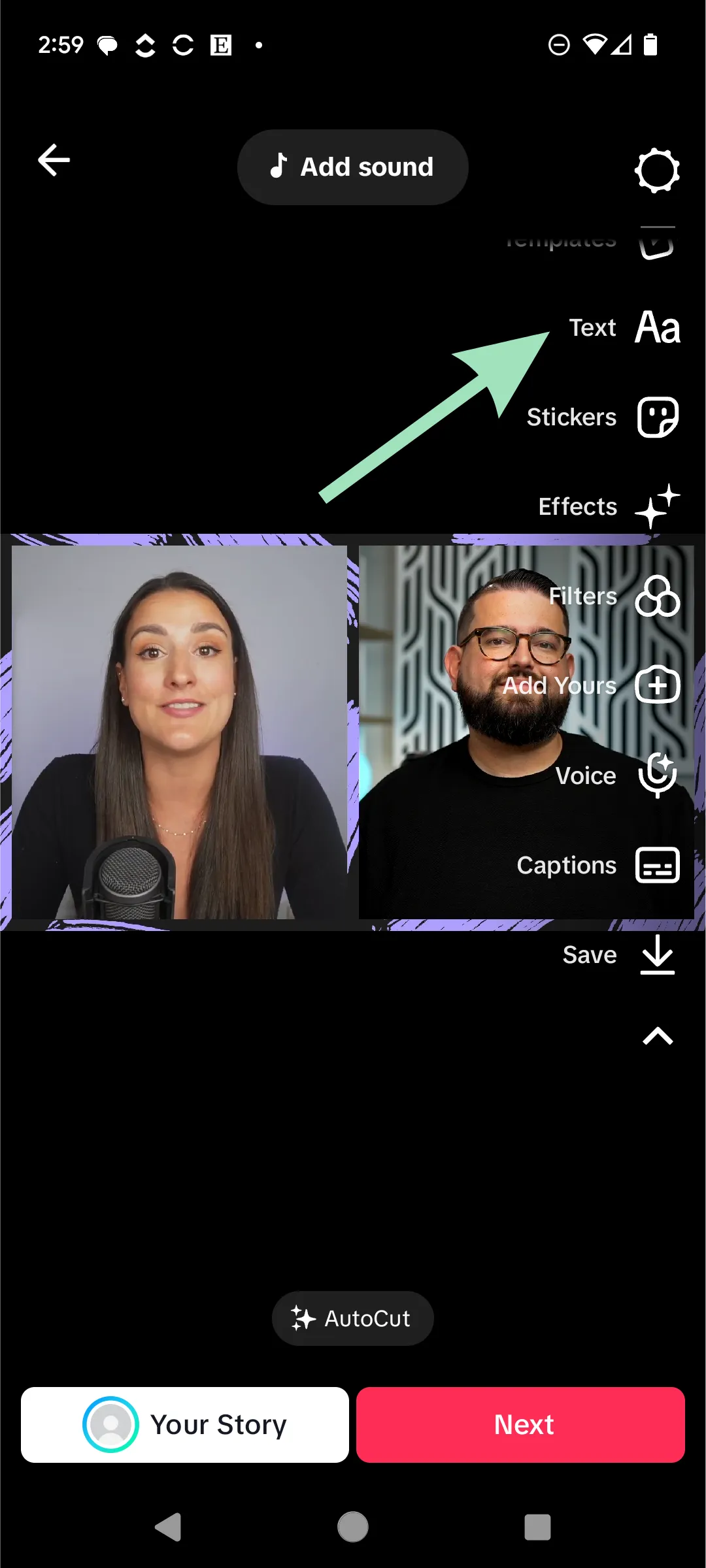 add text to a tiktok video