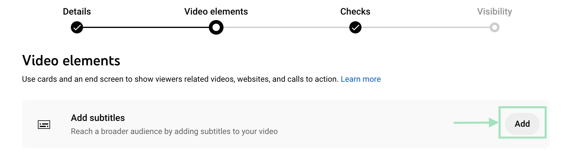 go to video elements and add subtitles in youtube