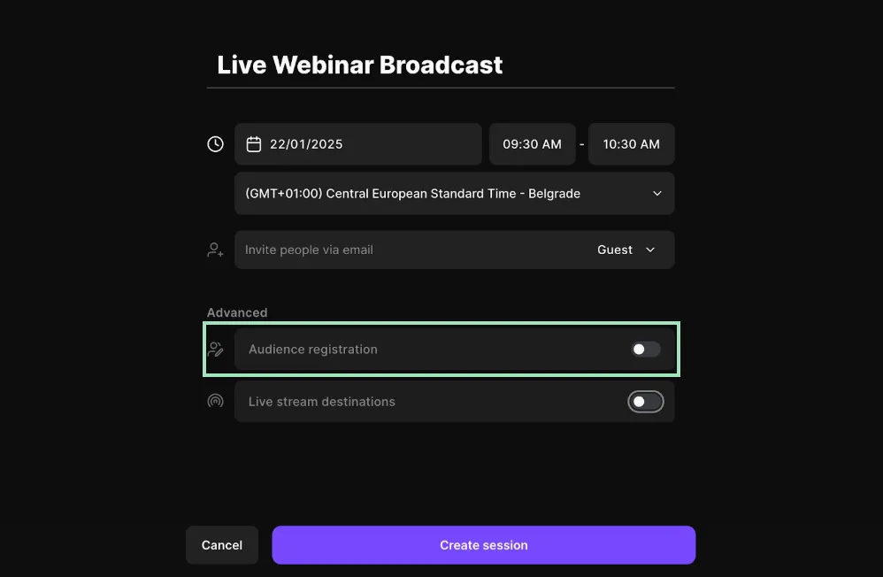 schedule a live event with riverside