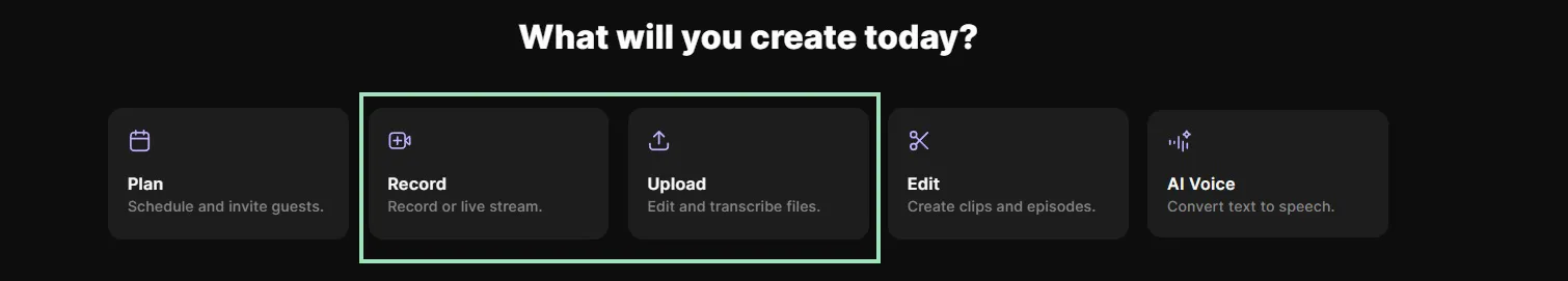 uploada video or record one with riverside